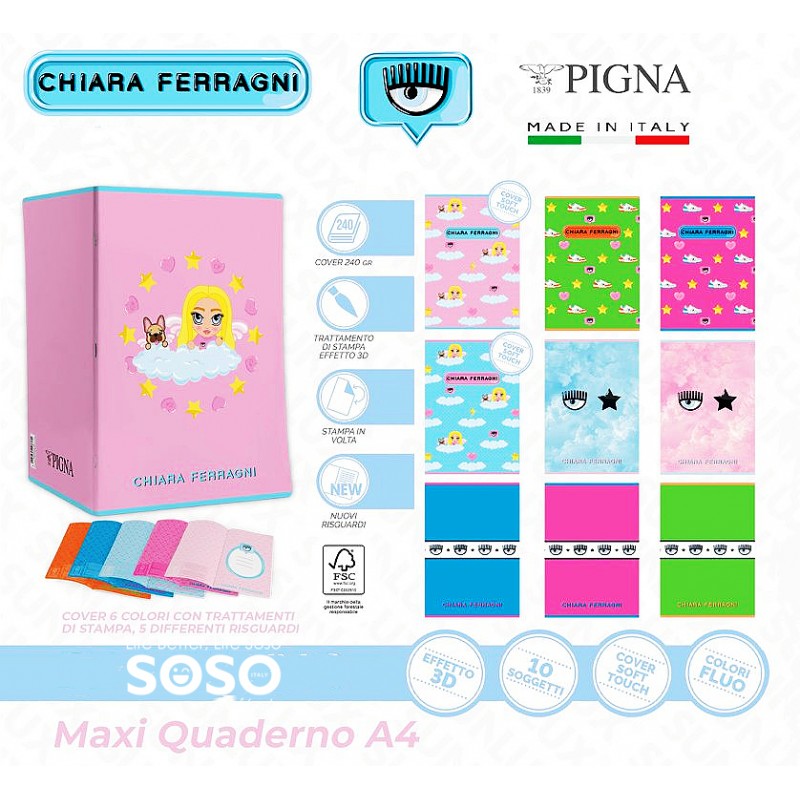 Maxi quaderno A4 chiara ferragni rigatura 5m - 1