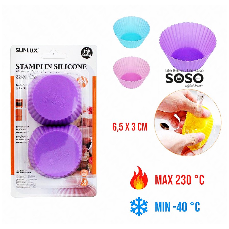 Stampi in silicone rotondo 6pcs 6.5x3cm max 230°c/min 40°c - 1