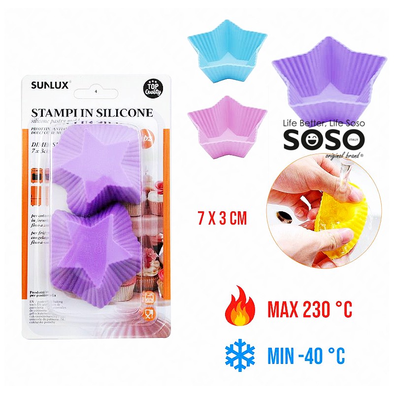 Stampi in silicone stella 6pcs 7x3cm max 230°c/min 40°c - 1