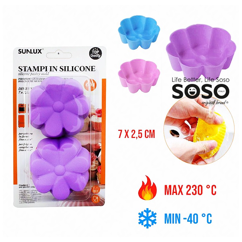 Stampi in silicone fiore 6pcs 7x2.5cm max 230°c/min 40°c