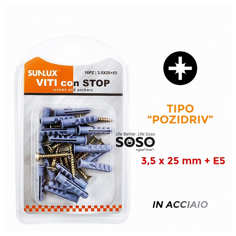 Viti con stop tipo poziriv 3.5x25mm E5 16 pcs - 1