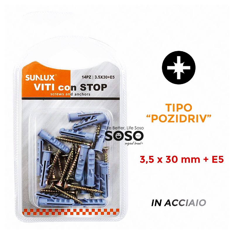 Viti con stop tipo poziriv 3.5x30mm E5 14 pcs - 1