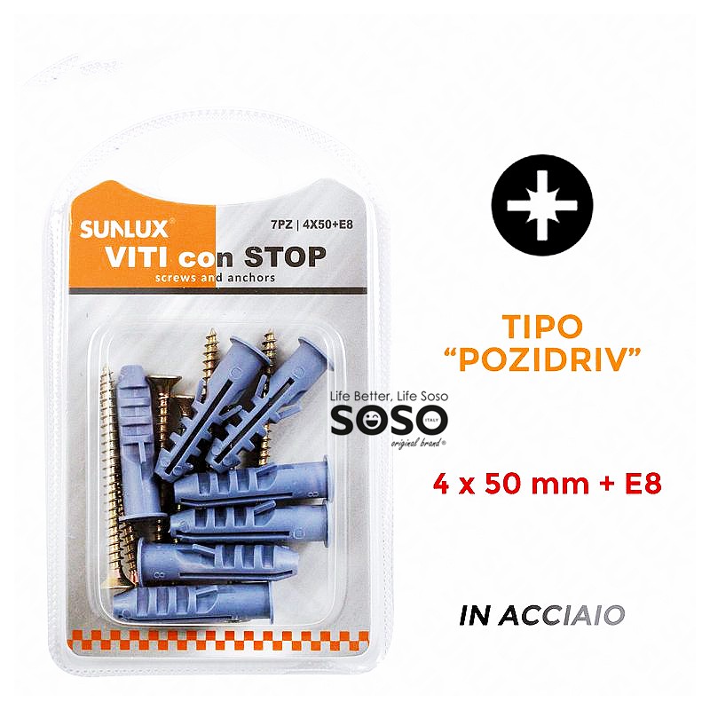 Viti con stop tipo poziriv 4.0x50mm E8 7pcs - 1