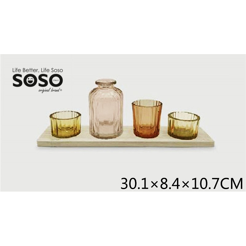 Set porta candele con vassoio diametro 30.1x8.4x10.7cm