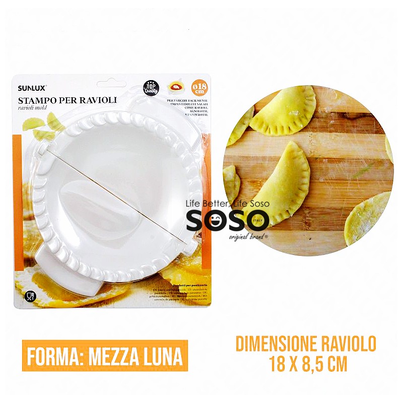 Stampo ravioli in pp Forma mezza luna dimensione 18x8.5cm