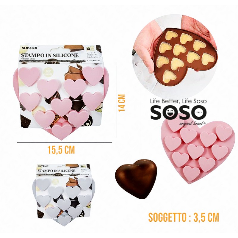 Stampi in silicone forma di cuore dimensione 14.5x14cm