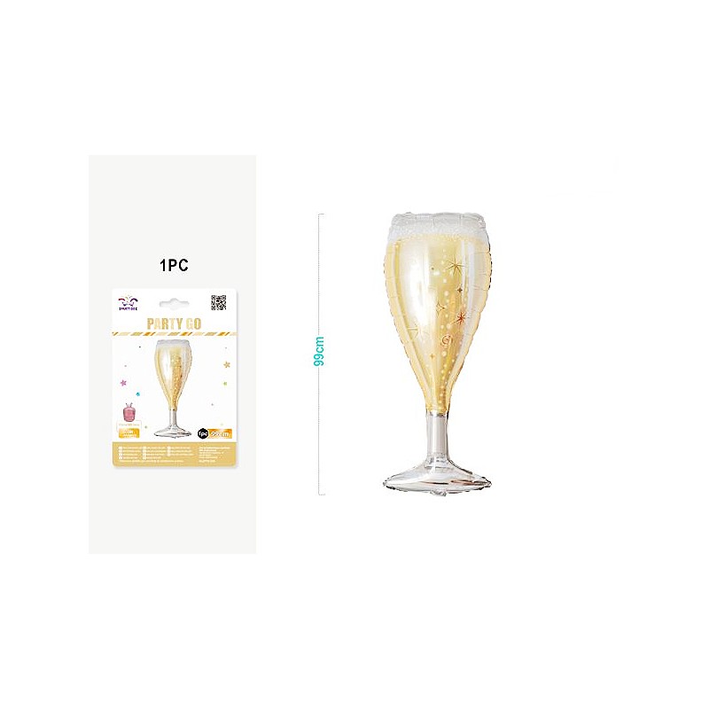 Palloncino mylar forma bicchiere di champagne 99cm - 1