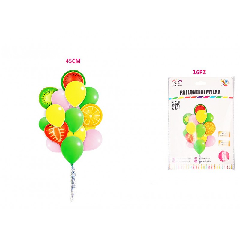 Kit palloncini forma di frutta misto h.45cm16pz - 1