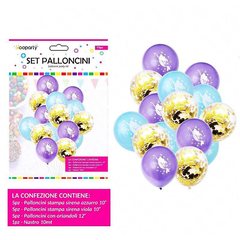 Set palloncini sirenetta 15pz ass. - 1