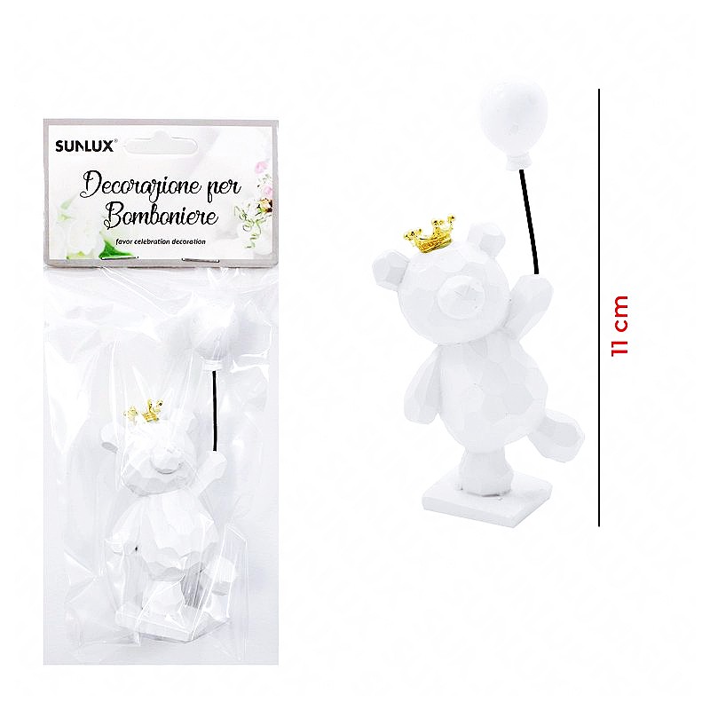 Decorazione bomboniere in resina orso bianco h.11cm - 1