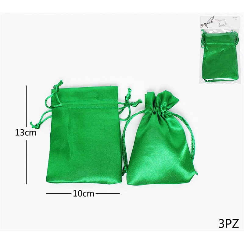 Sacchetti effetto raso verde 10x13cm 3pz - 1