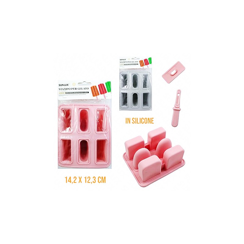 Stampo per gelato in silicone 6 forme ass.14.2x12.3cm - 1