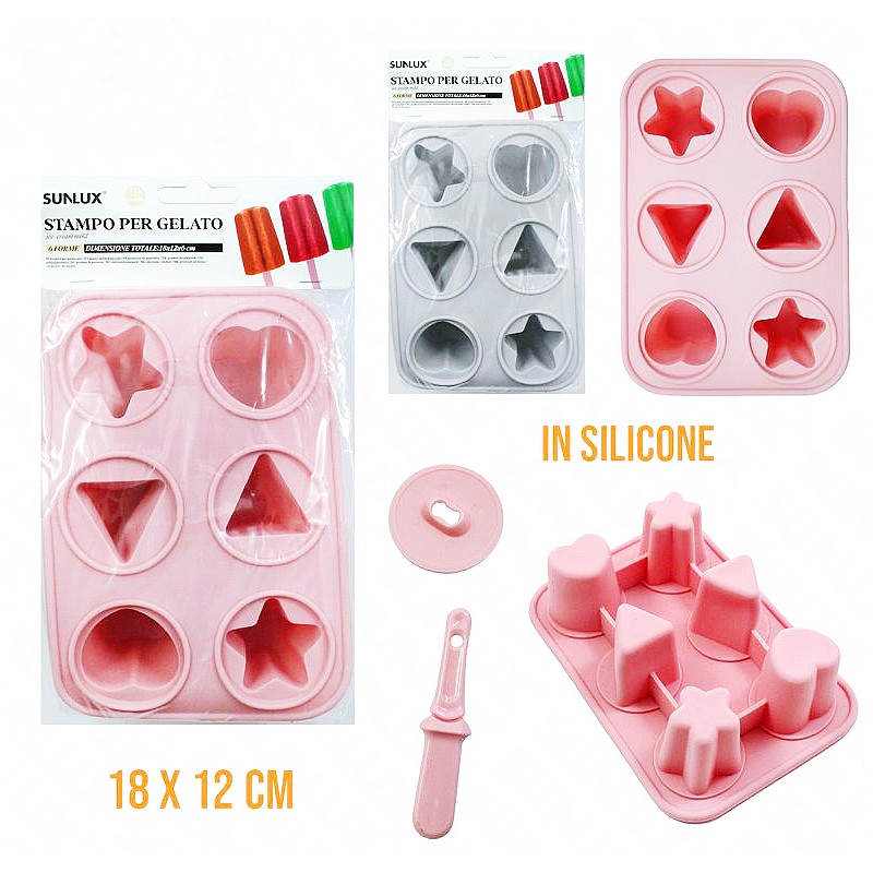 Stampo per gelato in silicone 6 forme ass.18x12cm - 1