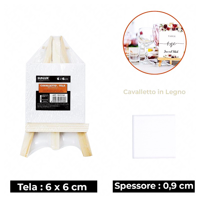 Cavalletto in legno e tela da tavolo  tela.cm6x6 spessore 0.9cm - 1