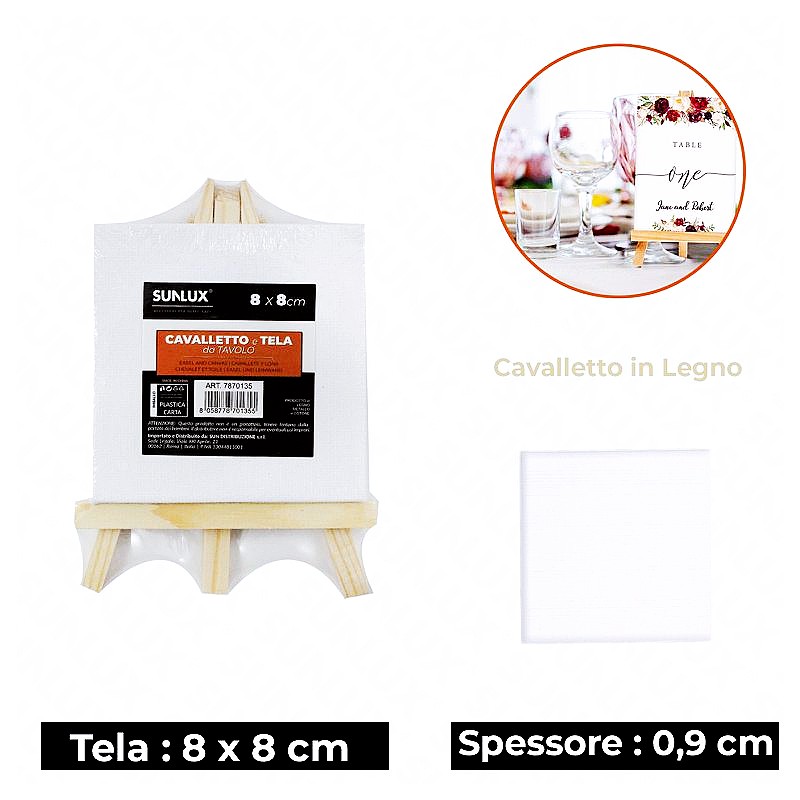 Cavalletto in legno e tela da tavolo  tela.cm8x8 spessore 0.9cm - 1