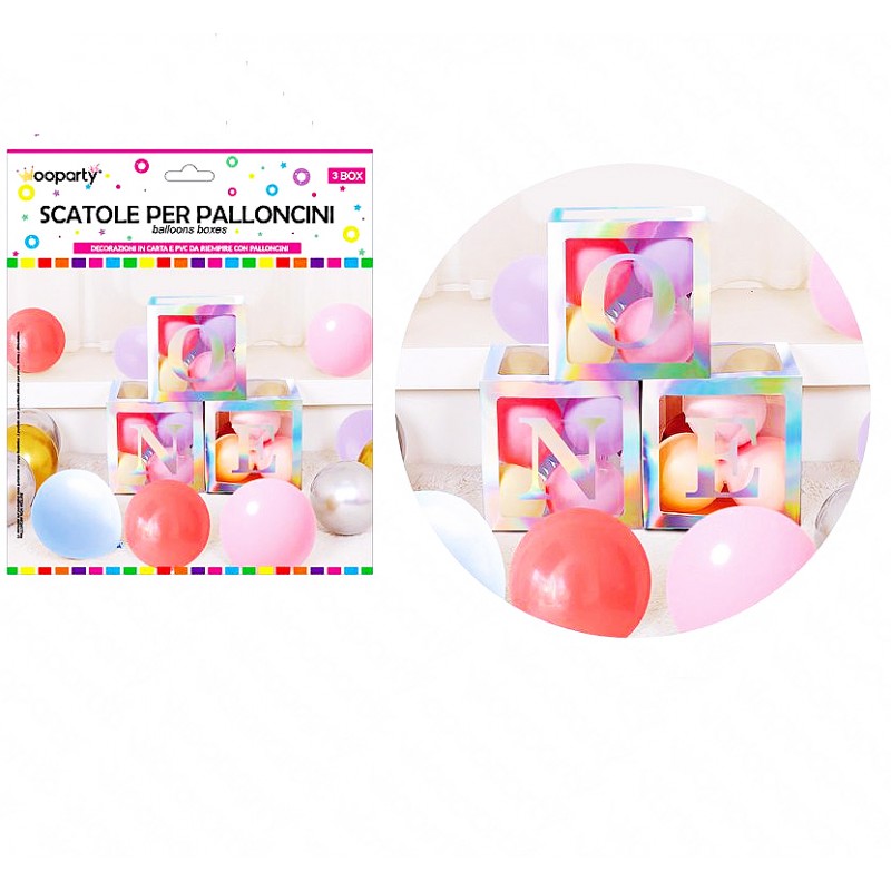 Scatole per palloncini 3 box one multicolor 30x30cm - 1