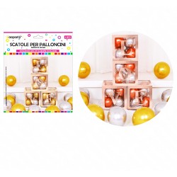 Scatole per palloncini 4 box love oro rosa 30x30cm - 1