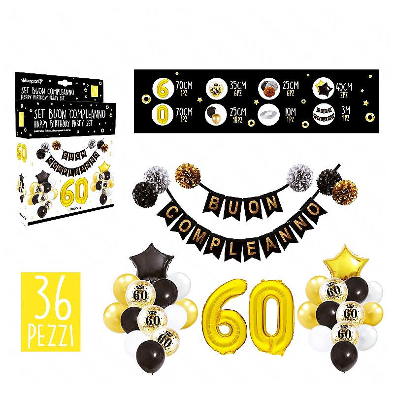 Set party compleanno 60anni 36 pcs - 1