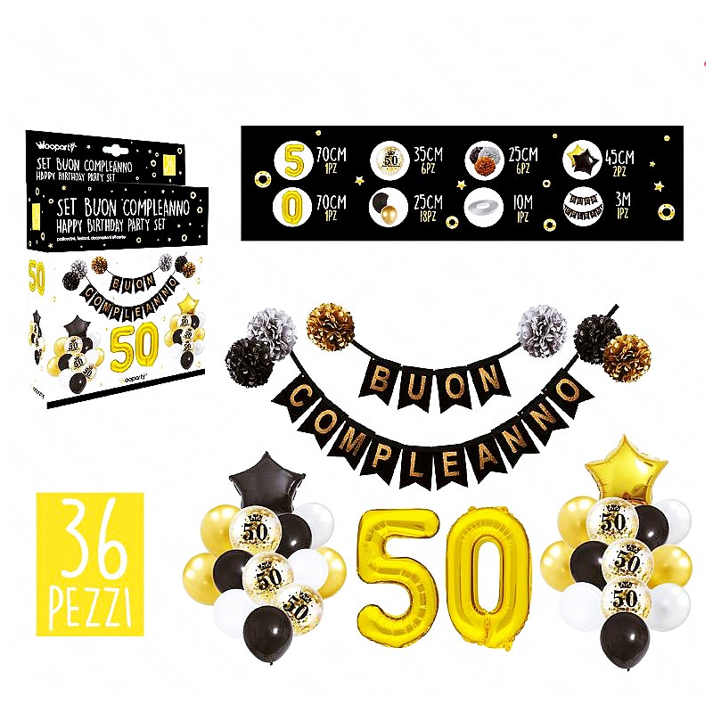 Set party compleanno 50anni 36 pcs - 1