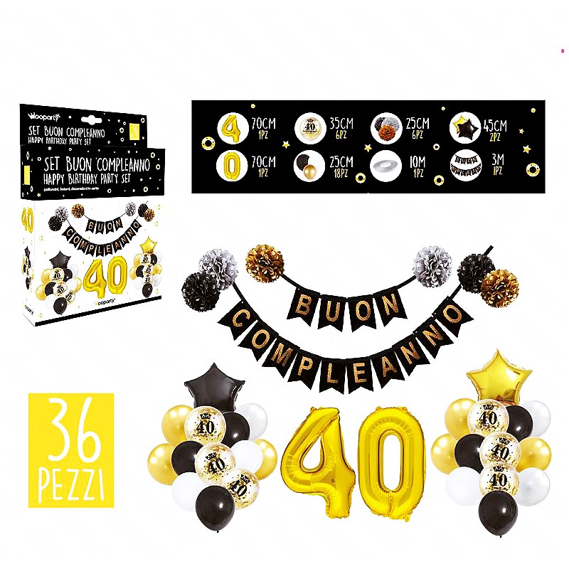 Set party compleanno 40anni 36 pcs - 1