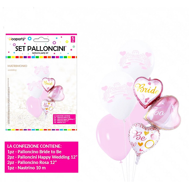 Set palloncini matrimonio 5pcs ass. - 1