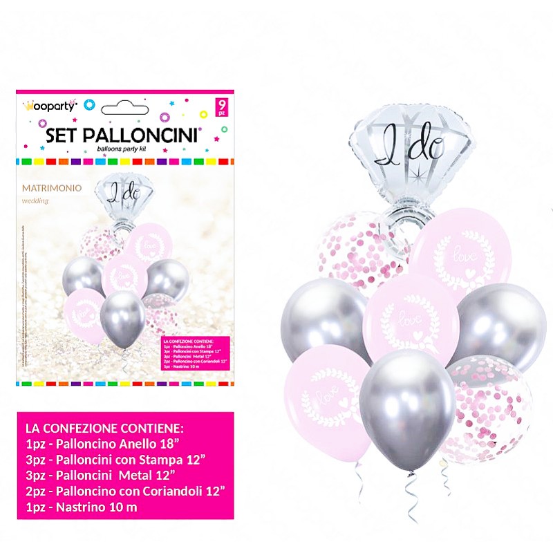 Set palloncini matrimonio 9pcs ass. - 1