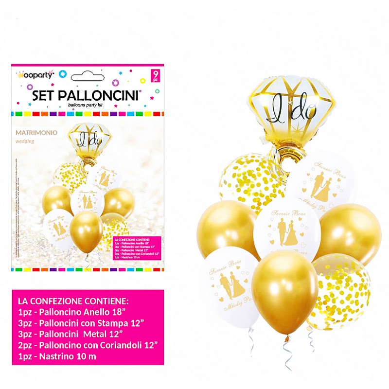 Set palloncini matrimonio 9pcs ass. - 1