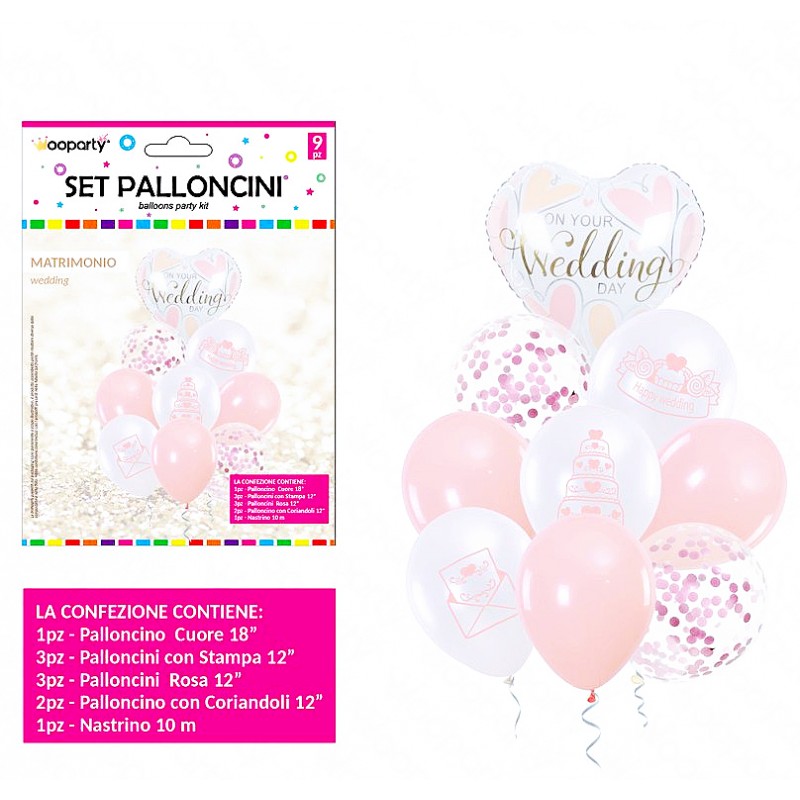 Set palloncini matrimonio 9pcs ass. - 1