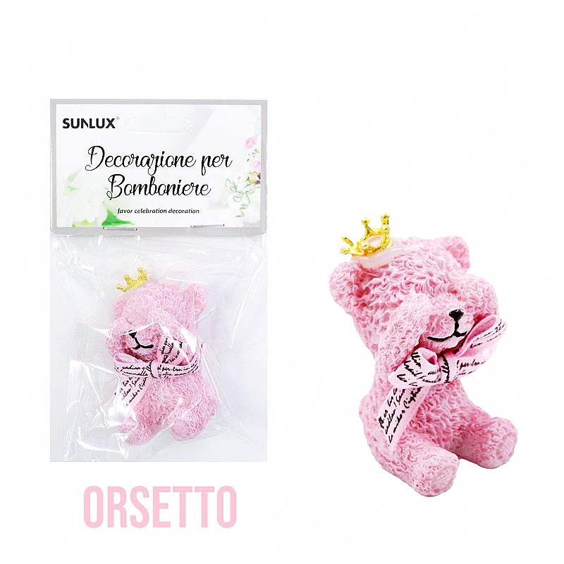 Decorazione bomboniere resina orsetto rosa 4.5x5cm - 1