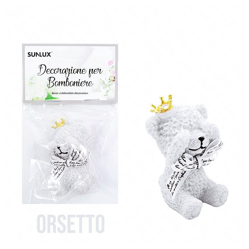 Decorazione bomboniere resina orsetto bianco 4.5x5cm - 1