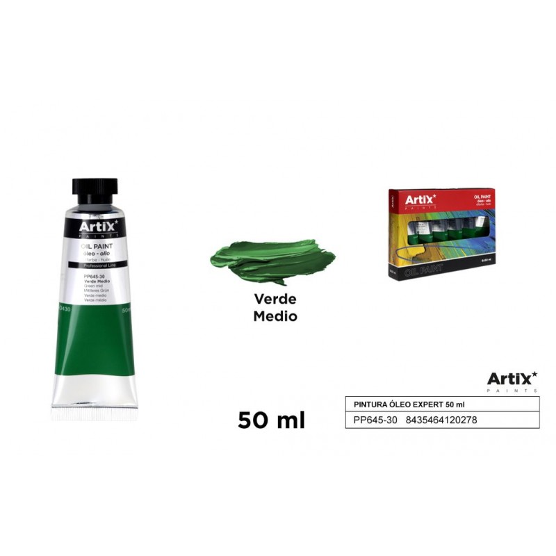 Colore ad Olio Verde Medio - tubo 50 ml - Artix - offerte online colori ad olio