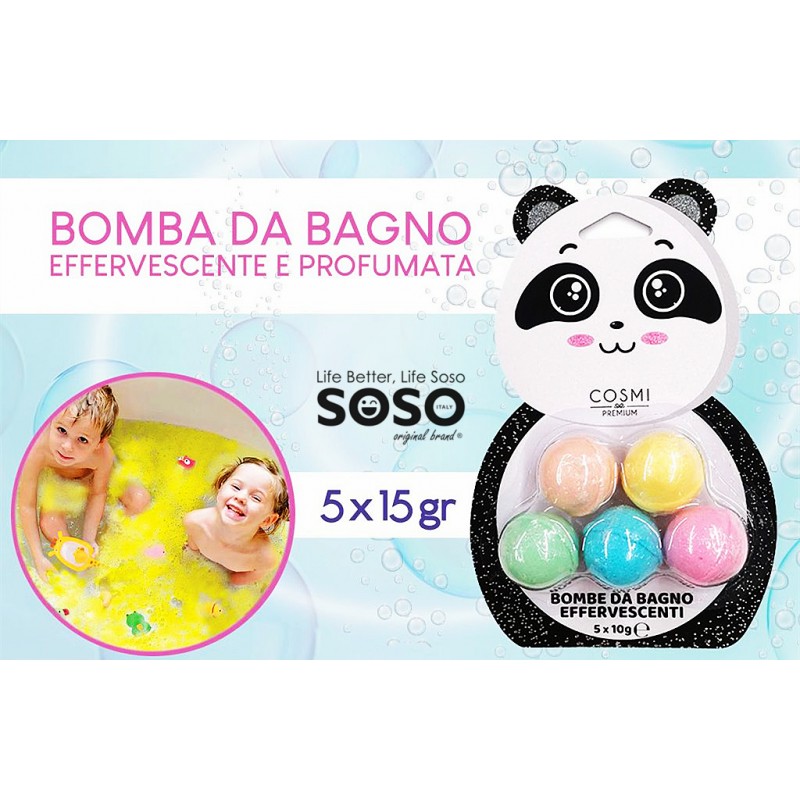 Bomba da bagno panda set 5pezzi per 15 gr