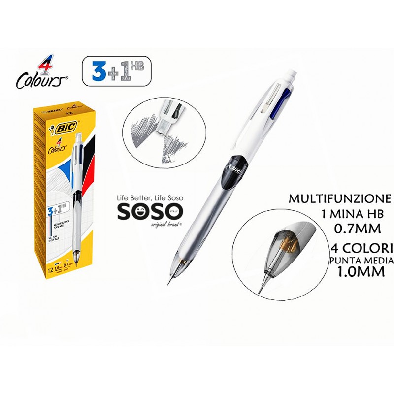 Bic 4 colori penna a sfera e portamine 1.0mm - 0.7mm - 1