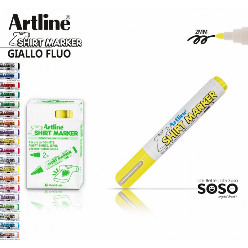 Artline T-shirt marker tessuto giallo fluo - 1