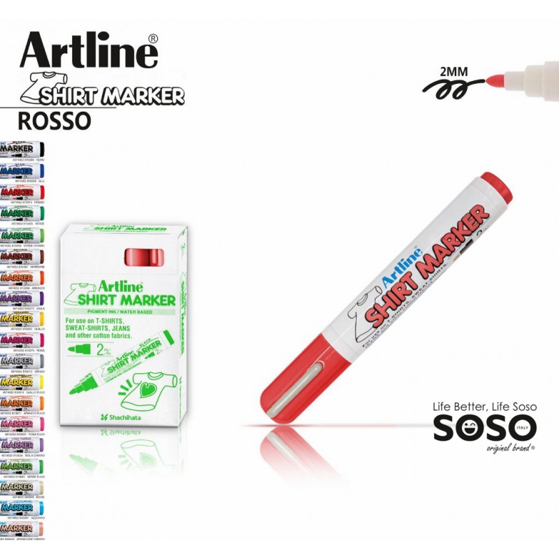 Artline T-shirt marker tessuto rosso - 1