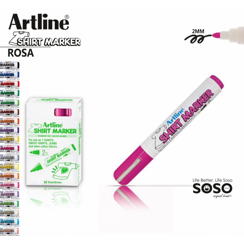 Artline T-shirt marker tessuto rosa - 1