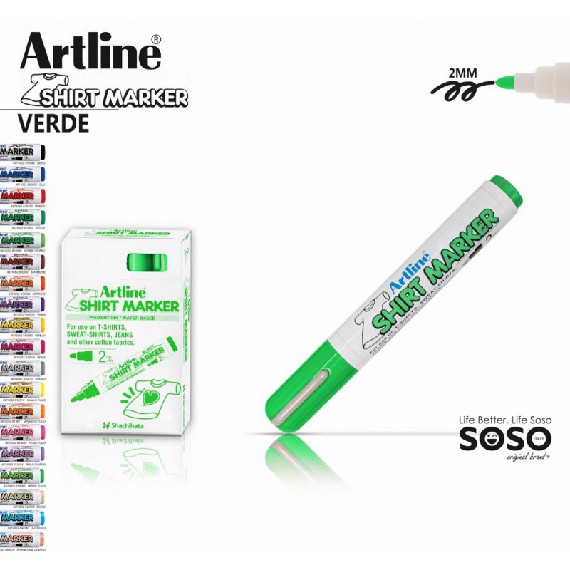 Artline T-shirt marker tessuto verde - 1
