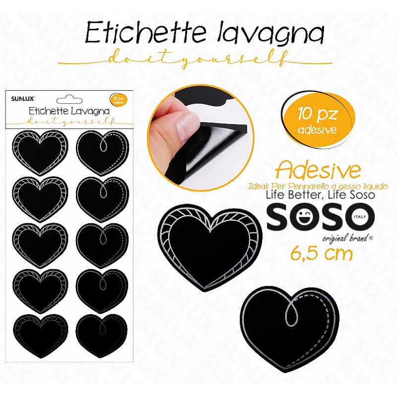 Etichette lavagna assortite con adesivo 6.5cm 10pcs