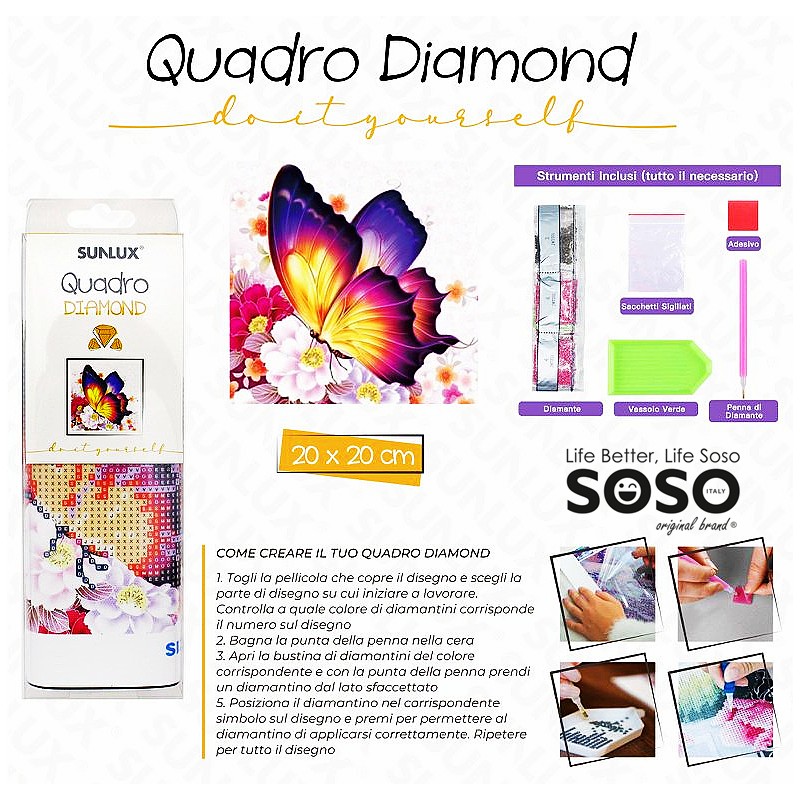 Quadro diamond con accessori 20x20cm - 1