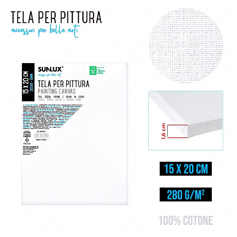 Tela per pittura 15x20cm 16mm 280gr 100% - 1