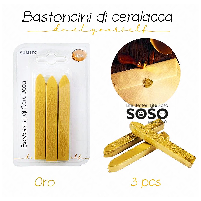 Bastoncini di ceralacca colore oro 3pezzi - 1