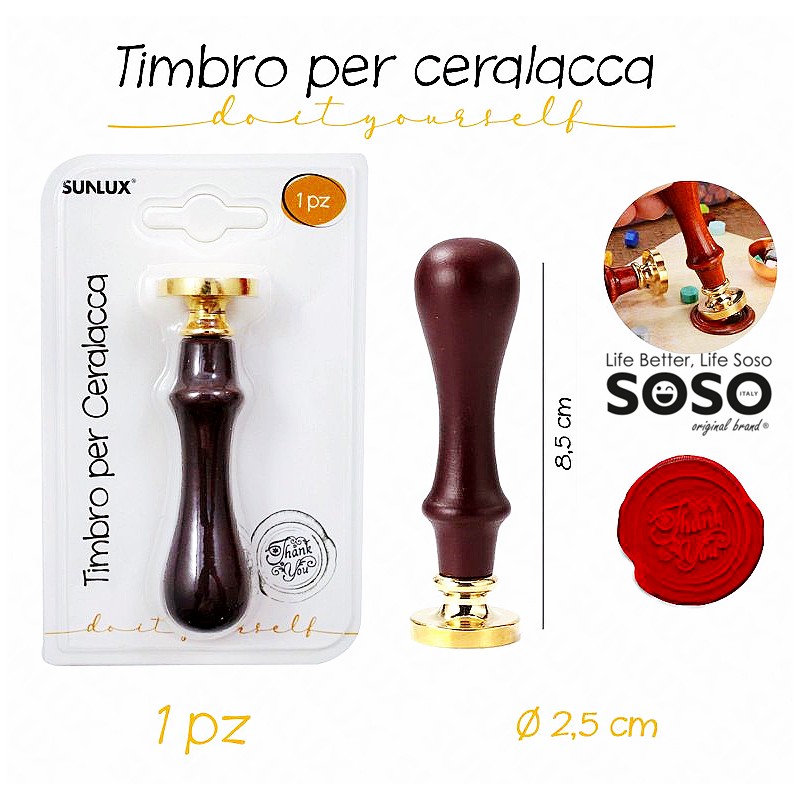 Timbro per ceralacca con scritto thank you diametro 2.5x8.5cm - 1