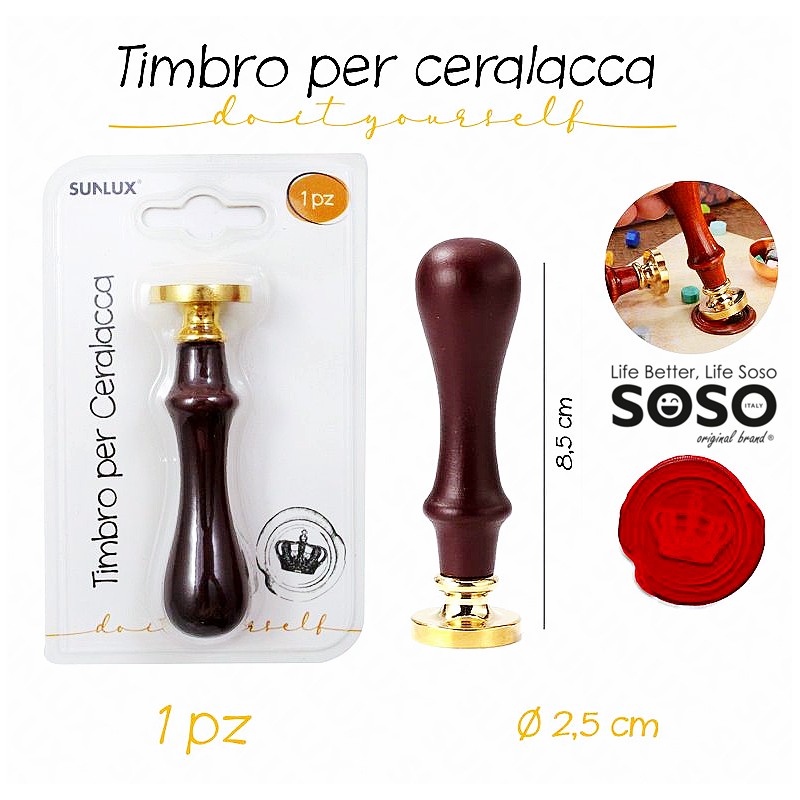 Timbro per ceralacca con forma di corona diametro 2.5x8.5cm - 1