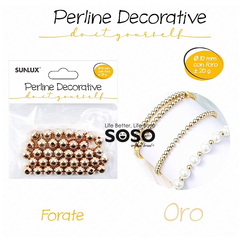 Perline decorative forate oro diametro 10mm 20g - 1