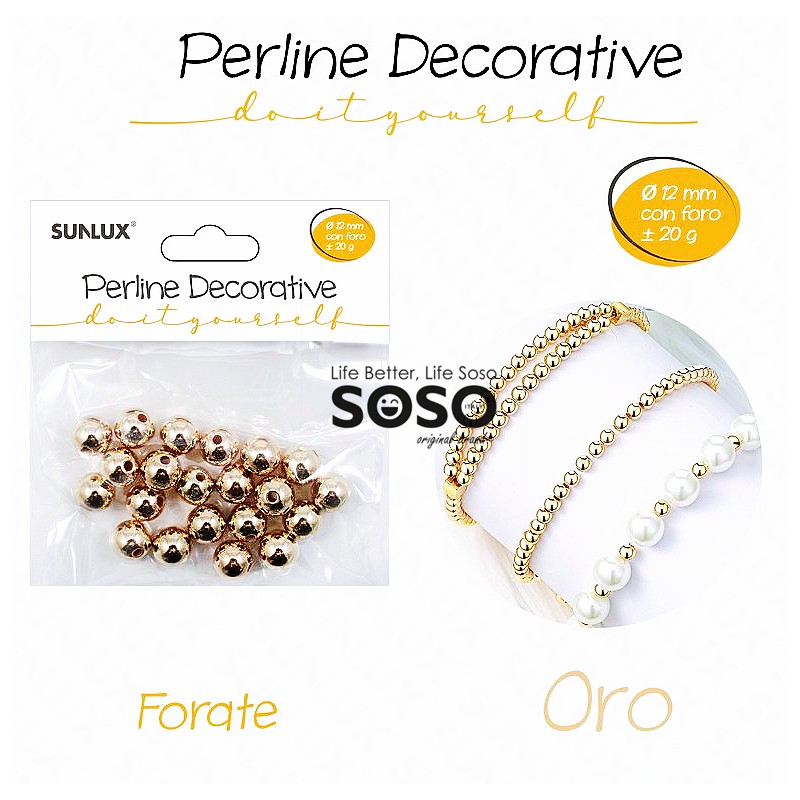 Perline decorative forate oro diametro 12mm 20g - 1