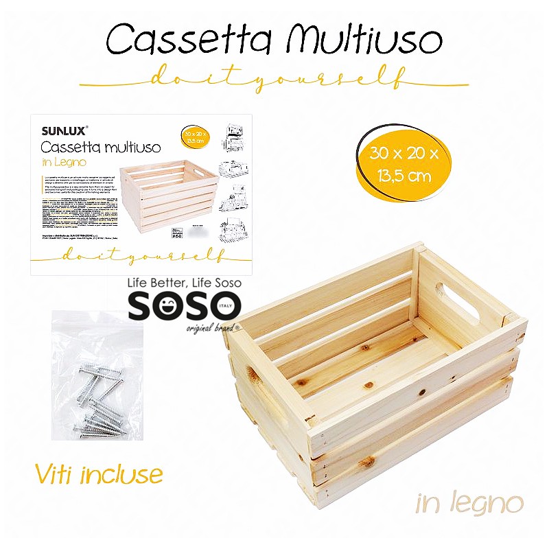 Cassetta in legno multiuso 30x20x13.5cm - 1