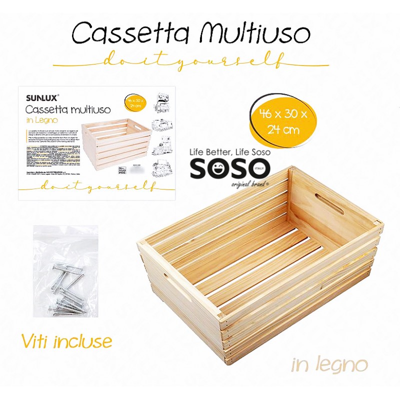 Cassetta in legno multiuso 46x30x24cm - 1