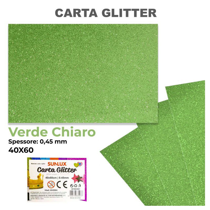 Carta Glitter verde chiaro 40x60cm da 0,45mm spessore - 1