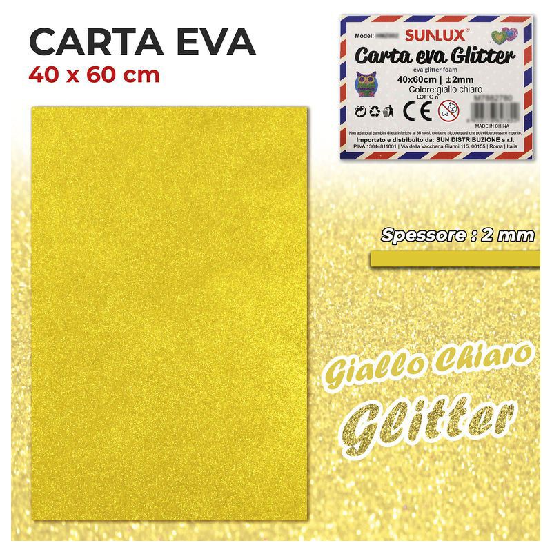 Carta EVA Glitter GIALLO CHIARO 40x60cm da 2mm spessore - 1