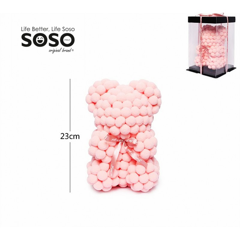 Decorazione orsetto con palline rosa alta 23cm - 1